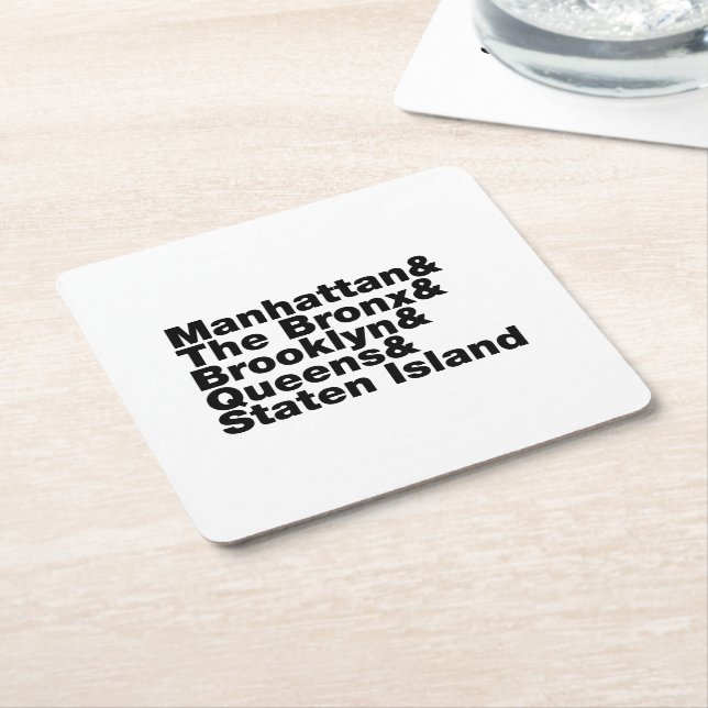Five Boroughs ~ New York City Square Paper Coaster (Angled)