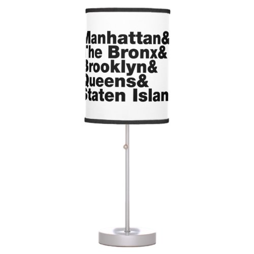 Five Boroughs  New York City Table Lamp