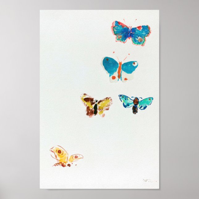 Five Butterflies, Redon Poster (Front)