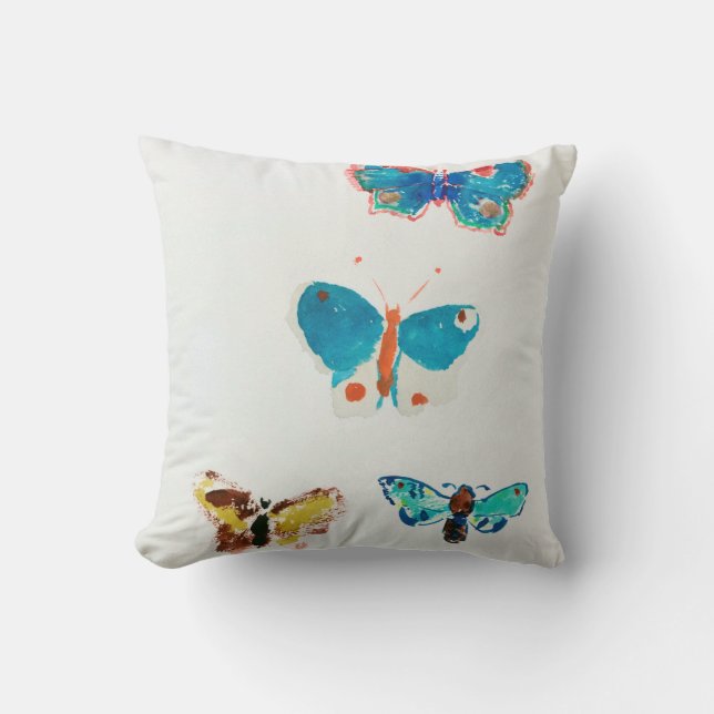 Five Butterflies, Redon Throw Pillow (Front)