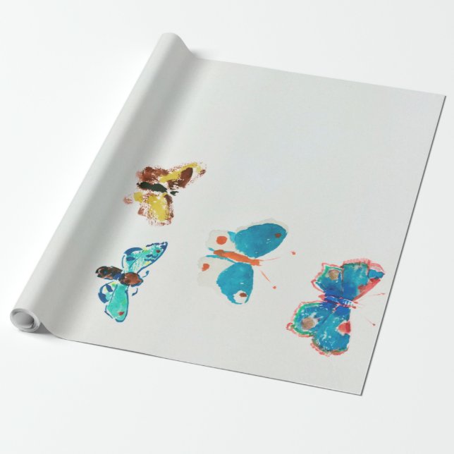 Five Butterflies, Redon Wrapping Paper (Unrolled)