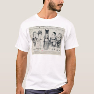 Five caricatures of the cast of a French T-Shirt