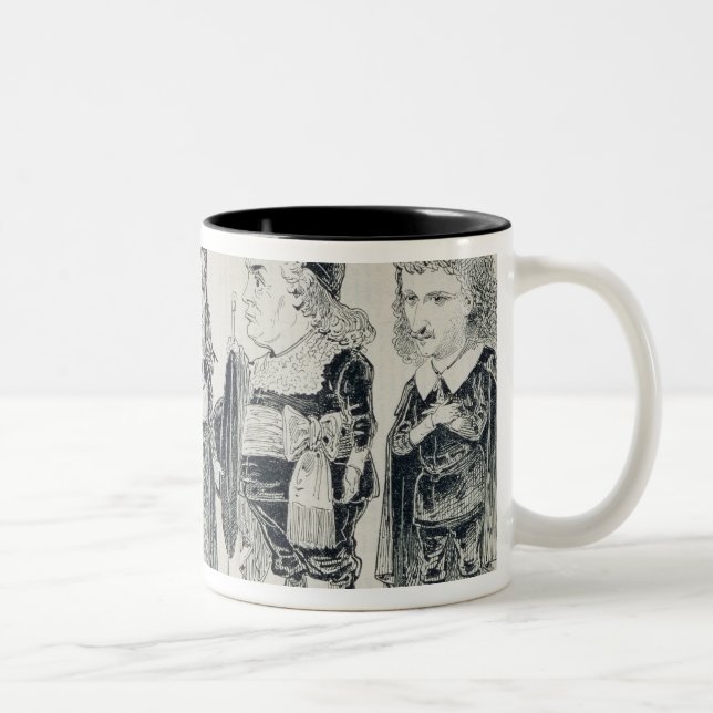 Five caricatures of the cast of a French Two-Tone Coffee Mug (Right)