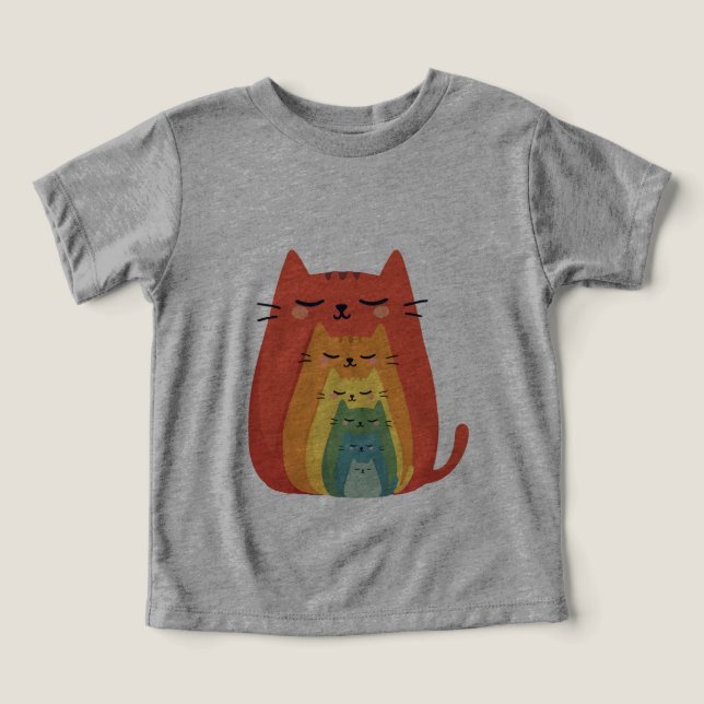 Five Cartoon Cats Nesting Dolls Toddler T-shirt (Design Front)