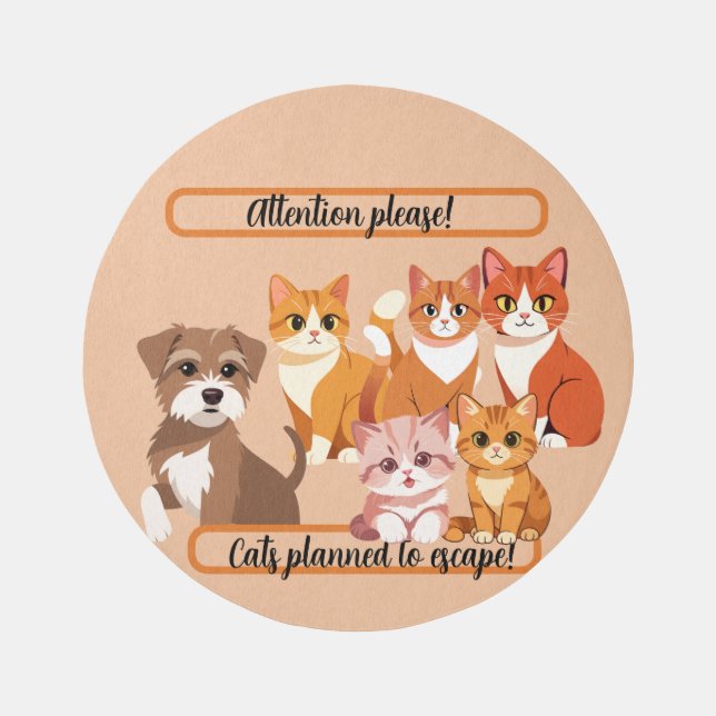 Five Cats and Dog Funny Rug (Front)