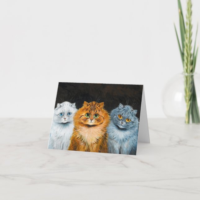 Five Cats by Louis Wain Letterpress Thank You Card (Front)