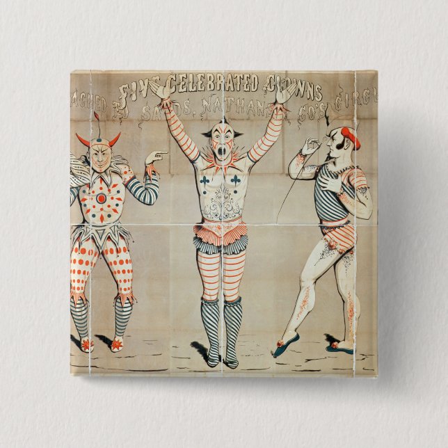 Five Celebrated Clowns Attached to Sands Button (Front)