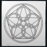 Five Circles Star Napkin<br><div class="desc">The Pentagon has five sides. These sides are all the elements .. as one ..Earth, Fire, Water, Air and Spirit. It is the number of the harmony and the balance. It is also the number of the divine grace.</div>