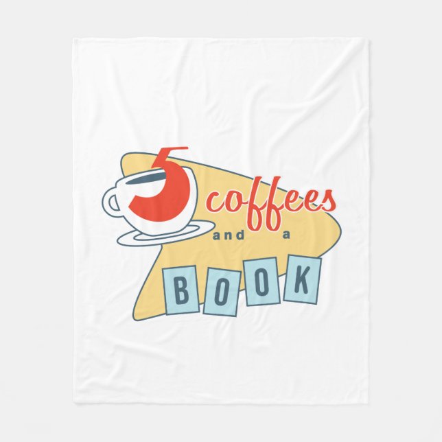 Five Coffees and a Book fleece Blanket (Front)