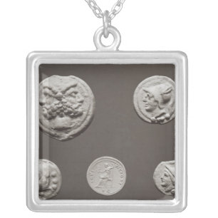 Five coins silver plated necklace