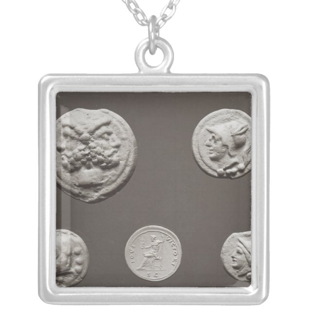 Five coins silver plated necklace (Front)