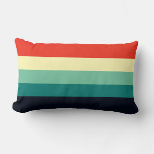 Five Color Combo - Blue Aqua Green Yellow Red Lumbar Pillow