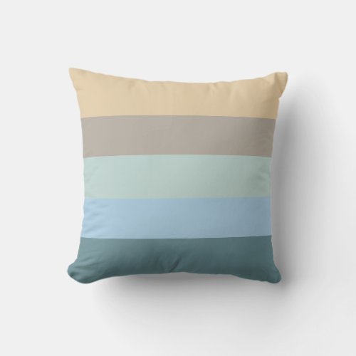 Five Color Combo _Blue Brown Sand Beige Turquoise Throw Pillow