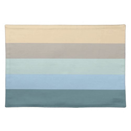 Five Color Striped Blue Brown Sand Beige Turquoise Cloth Placemat