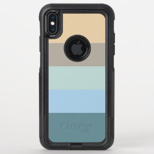 Five Color Striped Blue Brown Sand Beige Turquoise OtterBox Commuter iPhone XS Max Case