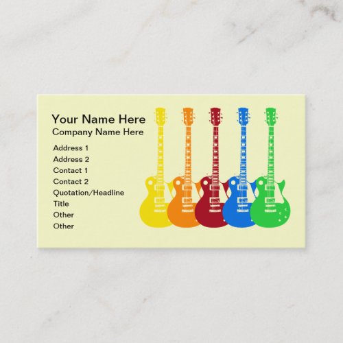 Five Colorful Electric Guitars Business Card