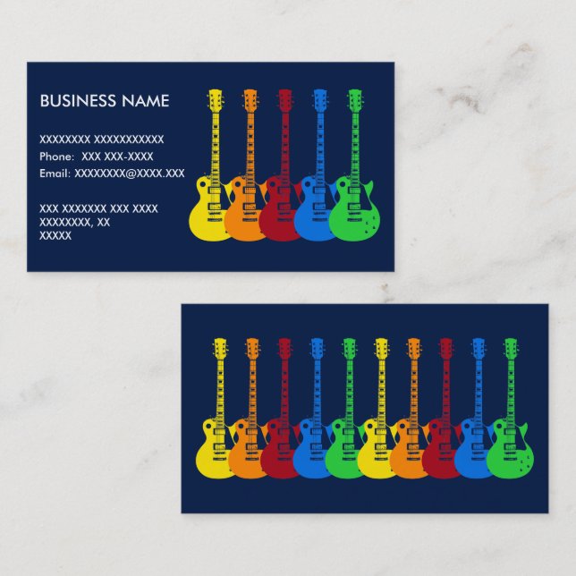 Five Colorful Electric Guitars  Business Card (Front/Back)