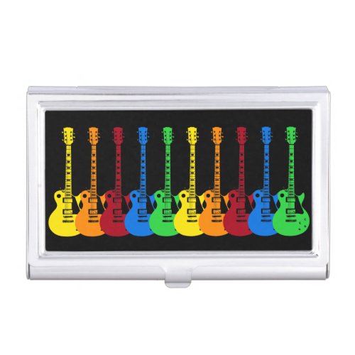 Five Colorful Electric Guitars  Business Card Case