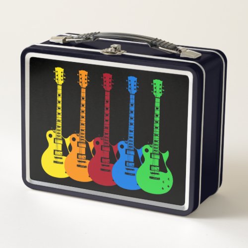 Five Colorful Electric Guitars  Metal Lunch Box