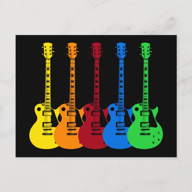 Five Colorful Electric Guitars  Postcard (Front)