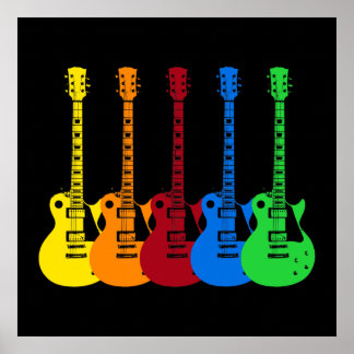 Five Colorful Electric Guitars  Poster