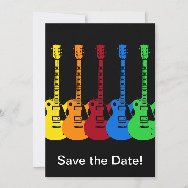 Five Colorful Electric Guitars  Save The Date (Front)
