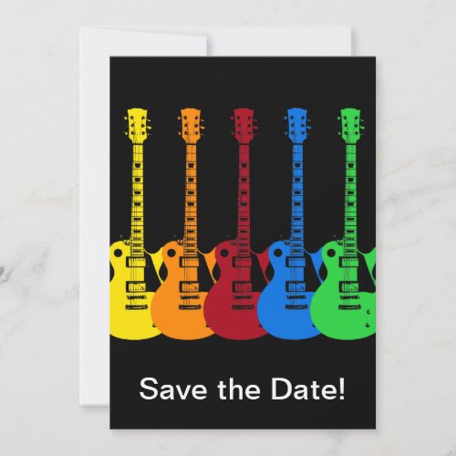 Five Colorful Electric Guitars Custom Invitation