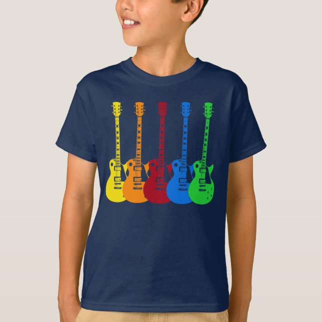 Five Colorful Electric Guitars  T-Shirt (Front)