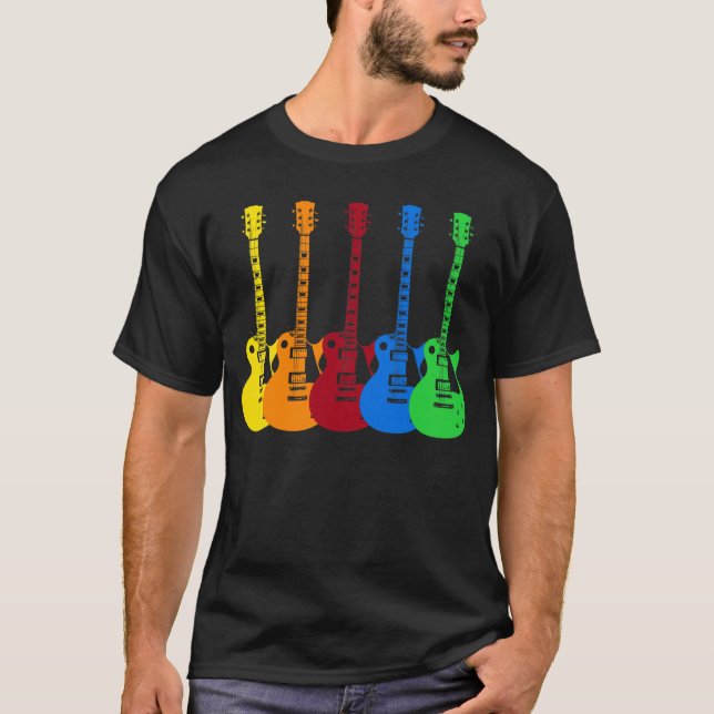 Five Colorful Electric Guitars  T-Shirt (Front)