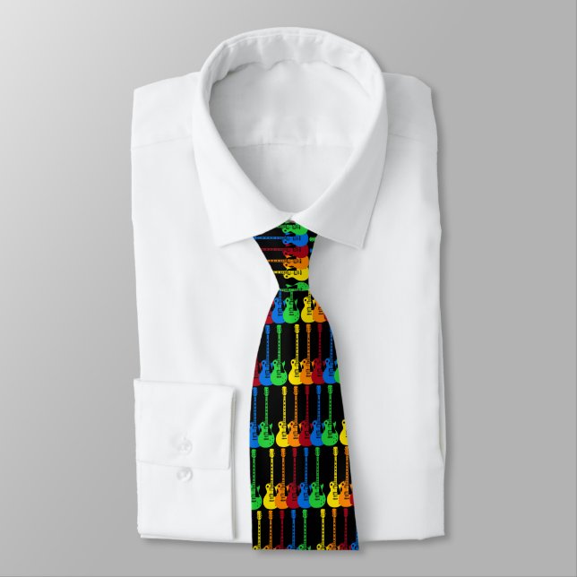 Five Colorful Electric Guitars  Tie (Tied)