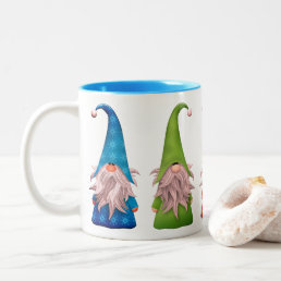 Five Colorful Holiday Gnome&#39;s  Two-Tone Coffee Mug