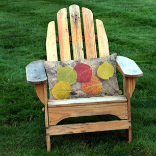 Five Colorful Rustic Fall Aspen Leaves Photograph Lumbar Pillow
