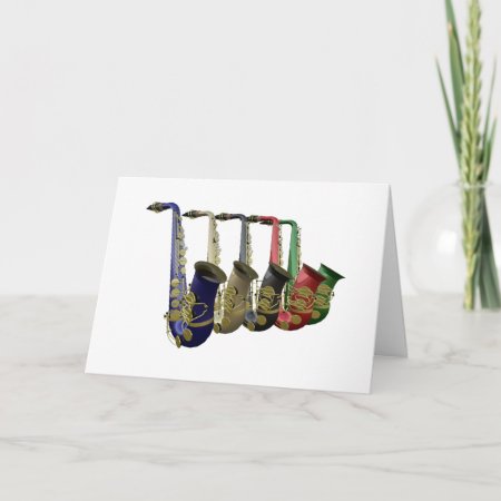 Five Colorful Saxophones Card