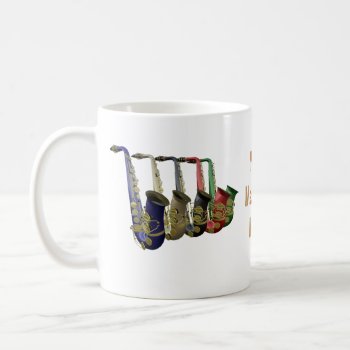 Five Colorful Saxophones Mug  Glass Or Travel Mug by DigitalDreambuilder at Zazzle