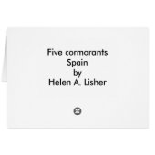 Five cormorants in springtime cards (Back Horizontal)