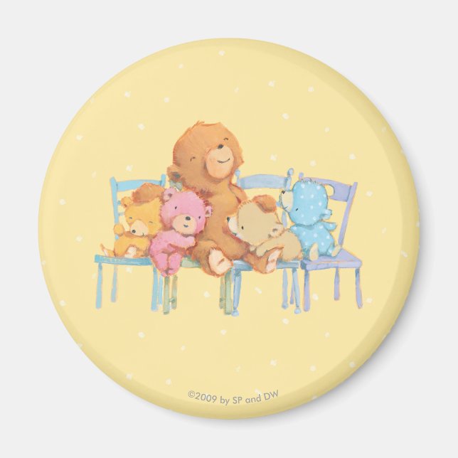 Five Cuddly and Colorful Bears On Chairs Magnet (Front)