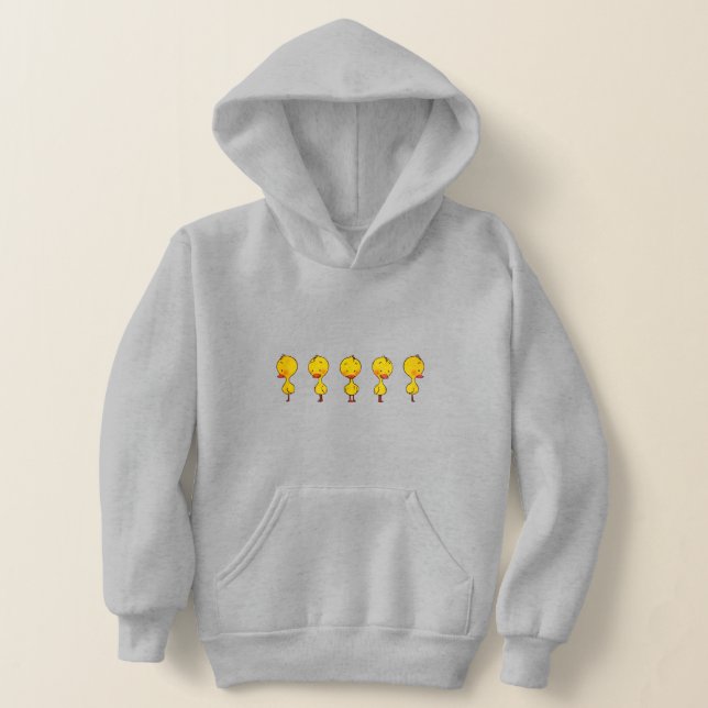 Five Cute Cartoon Yellow Ducks Hoodie (Laydown)