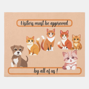 Five Cute Cats and Dog Funny Rug