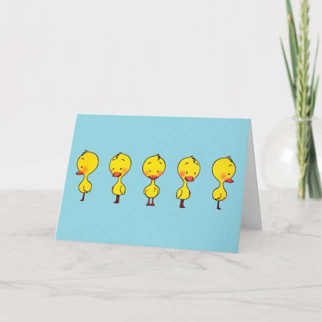 Five Cute Yellow Ducks Greeting Card (Front)