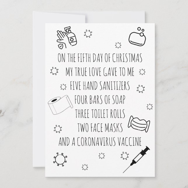 Five Days of Covid Christmas Funny Holiday Card (Front)