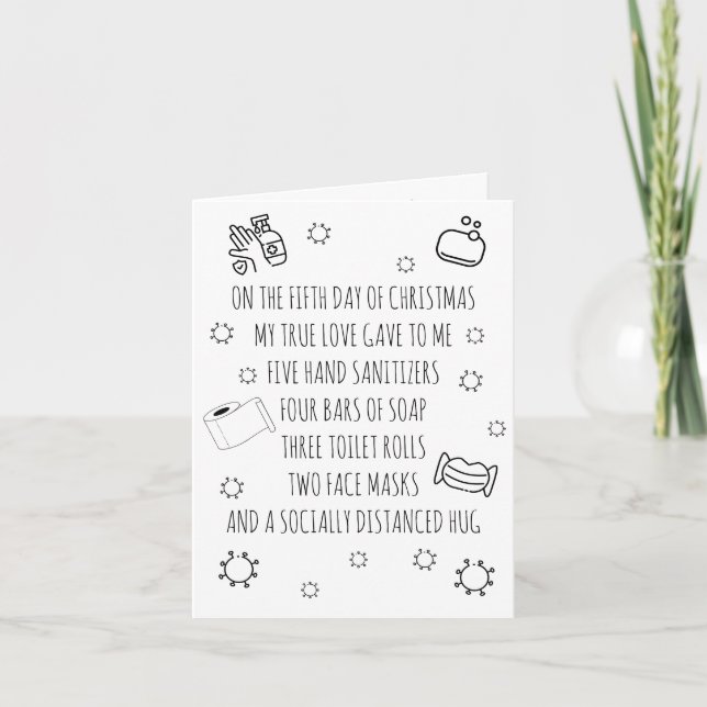 Five Days of Covid Christmas Funny Holiday Card (Front)
