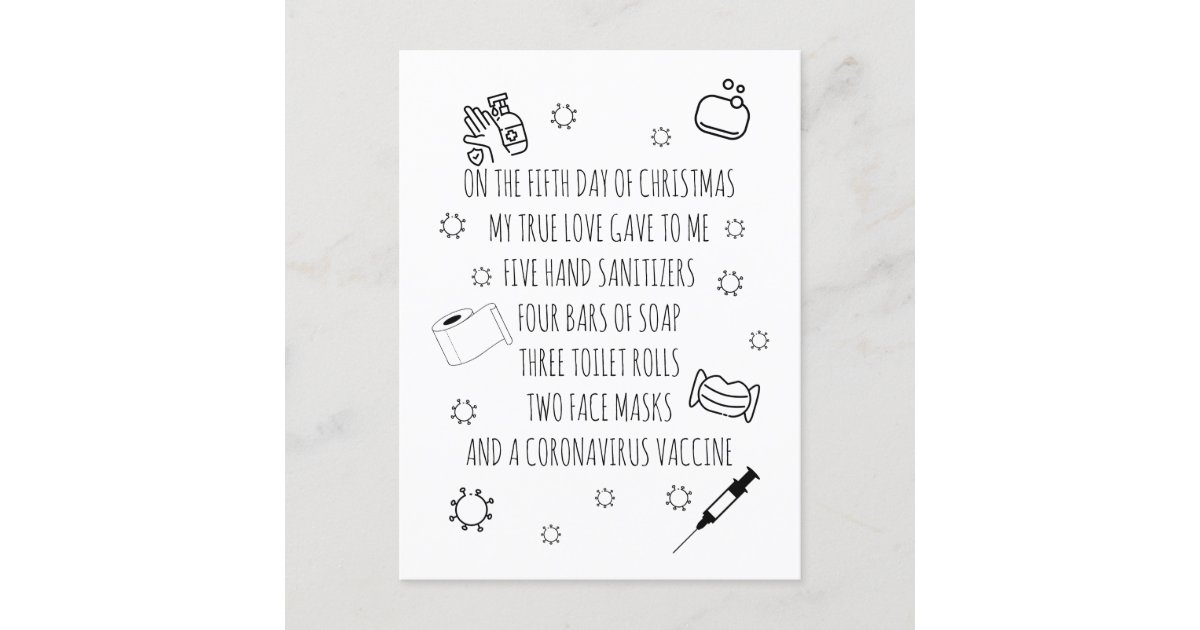 Five Days of Covid Christmas Funny Holiday Postcard Zazzle