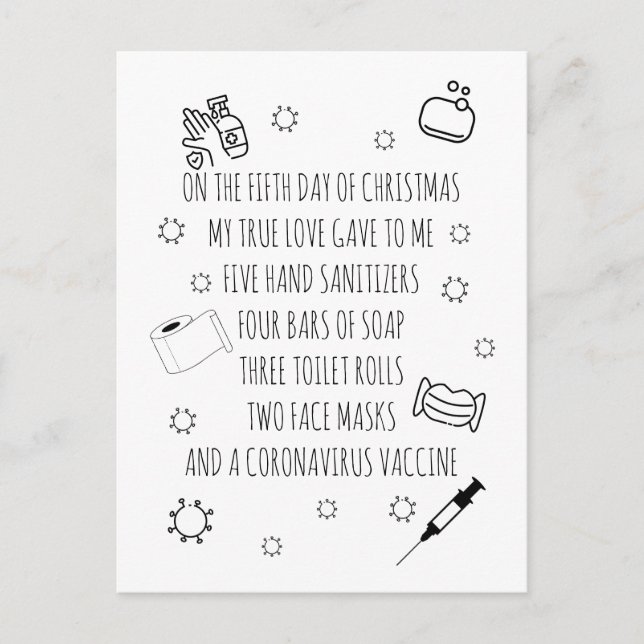 Five Days of Covid Christmas Funny Holiday Postcard (Front)