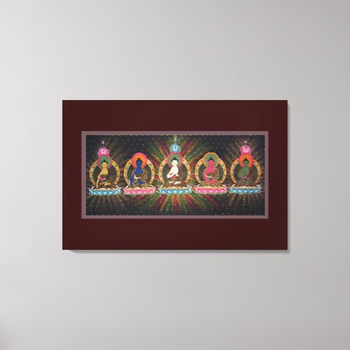 Five Dhyani Buddhas Wrapped Canvas