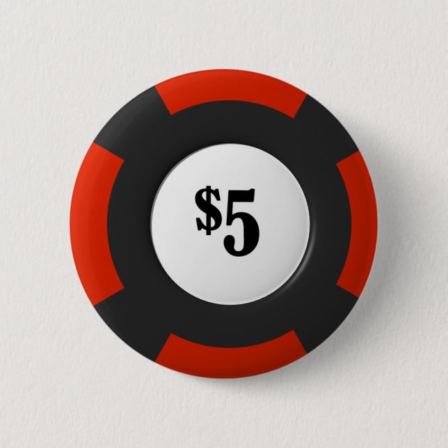 five dollar poker chip button (Front)