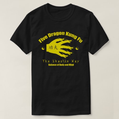 Five Dragon Kung Fu Yellow T_Shirt