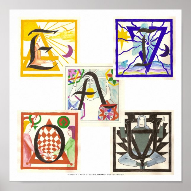 Five Elements and Vowels Poster (Front)