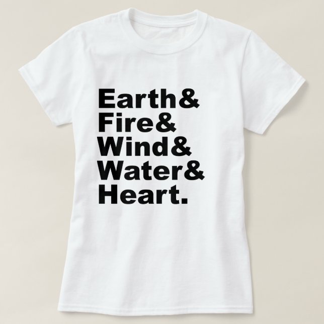 Five Elements | Earth Fire Wind Water & Heart T-Shirt (Design Front)