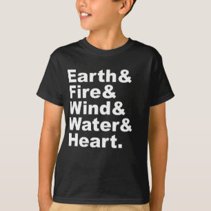 Five Elements   Earth Fire Wind Water & Heart T-Shirt