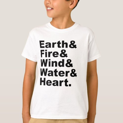 Five Elements  Earth Fire Wind Water  Heart T_Shirt